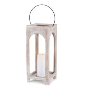 15" Wooden Lantern W/ Resin C