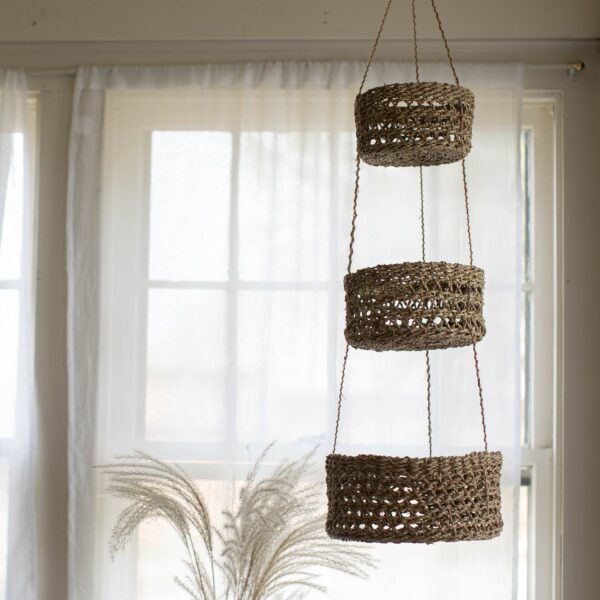 3-Tiered Mira Natural Hanging Baskets