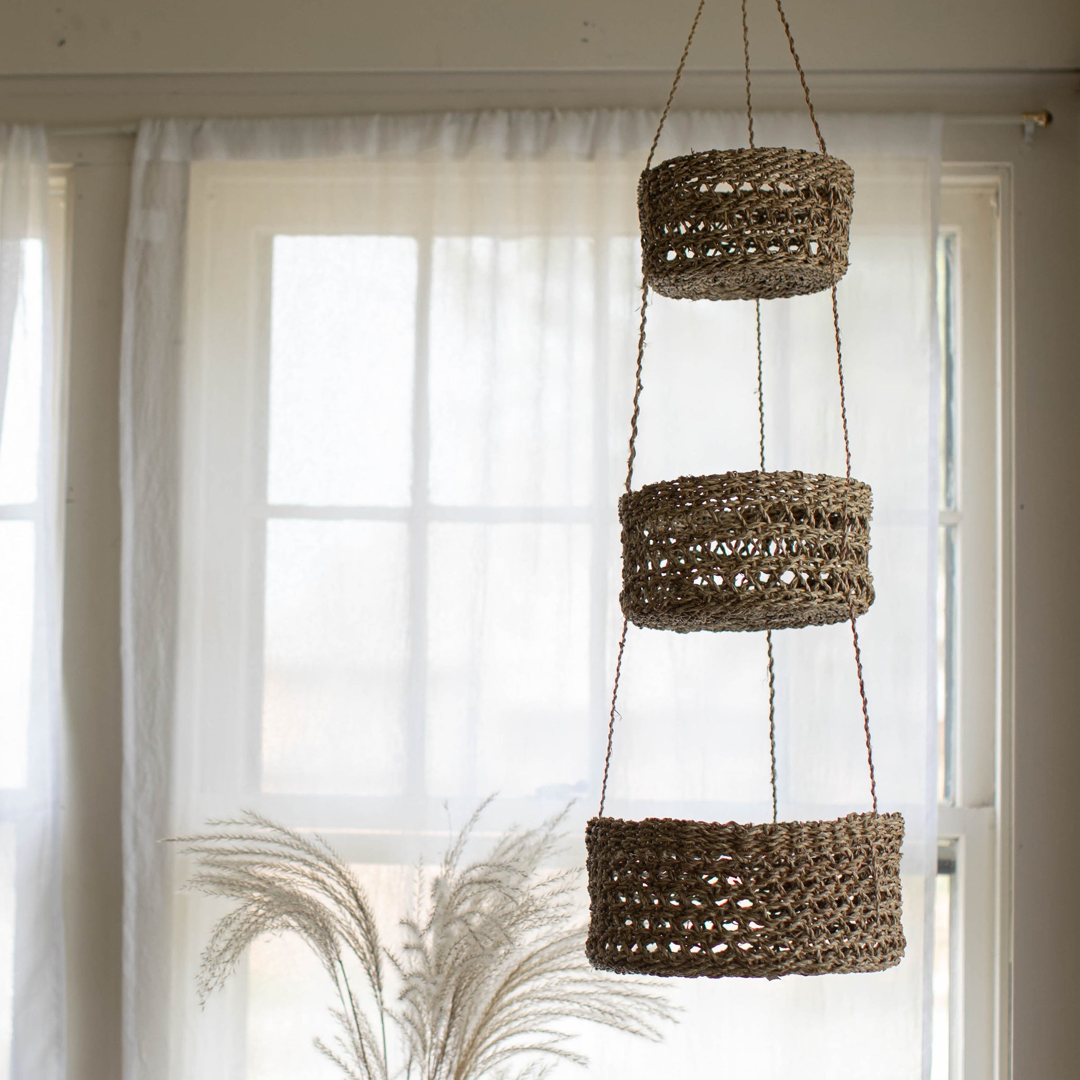 3-Tiered Mira Natural Hanging Baskets