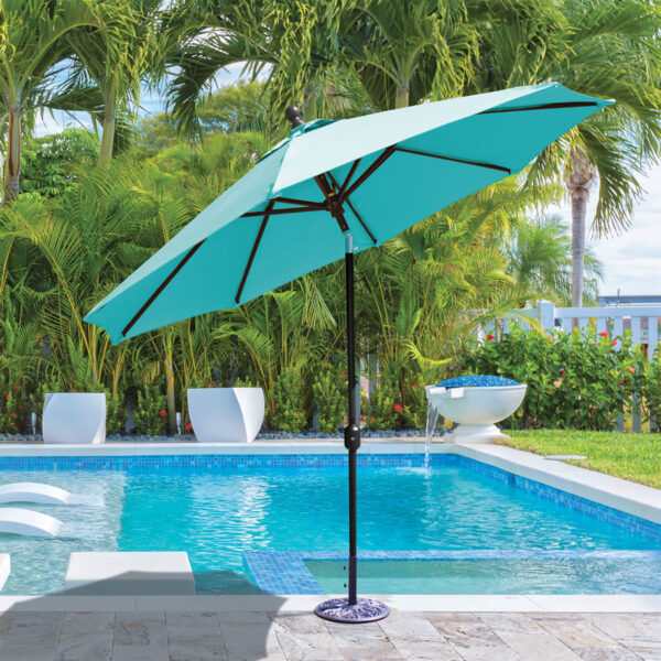 9' Sunbrella Deluxe Auto Tilt Umbrella - Black Frame - Image 2