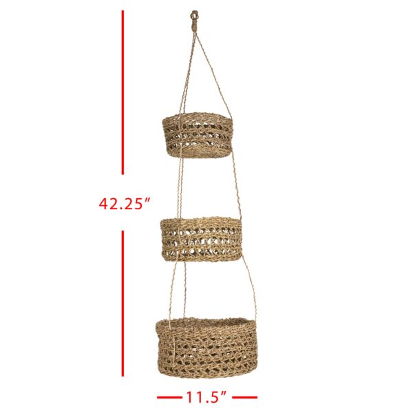 3-Tiered Mira Natural Hanging Baskets - Image 4