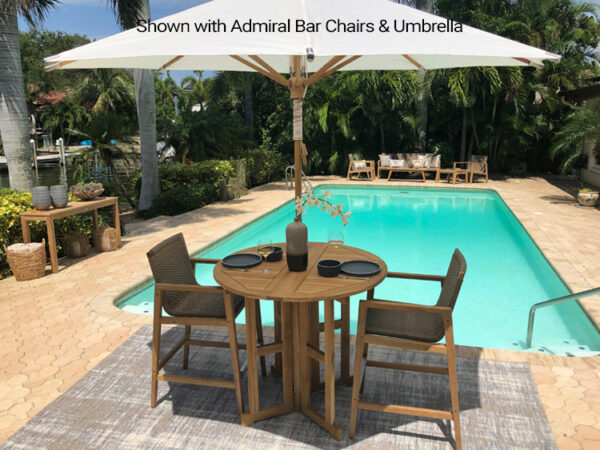 Teak Round Drop Leaf Table - Bar Height - Image 2
