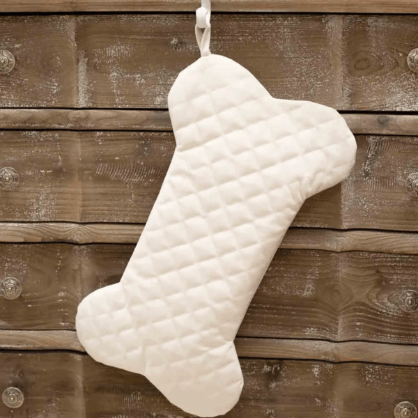 Quilted Dog Bone Stocking Cream