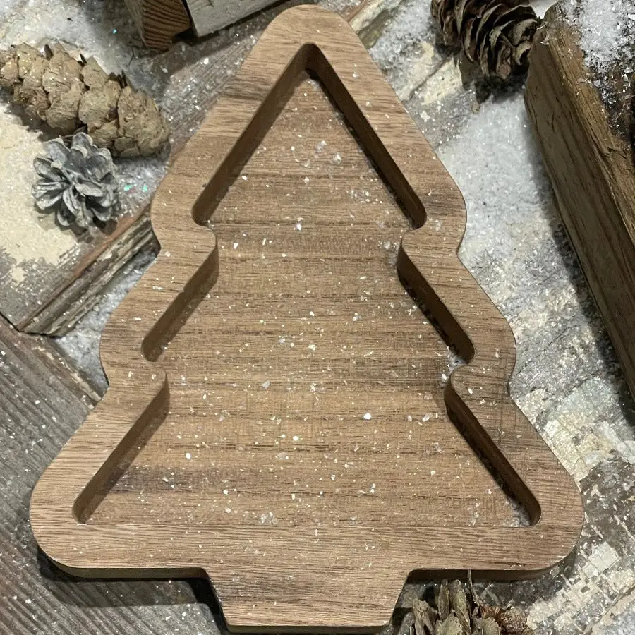 Wood Wash Christmas Tree Tray