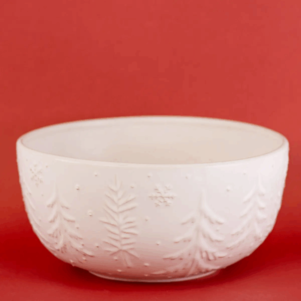 Winter Fir Serving Bowl Antique White